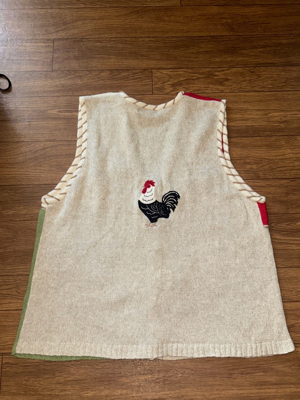 Vintage 90s Mandal Bay Knit Chicken Rooster Embroidered Sweater Vest Size Xl - Picture 3 of 13